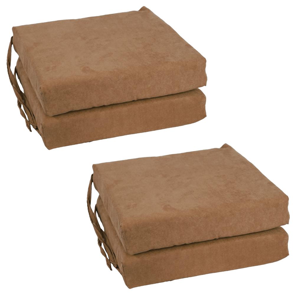 Blazing Needles Set of 4 Indoor Microsuede Chair Cushions, Saddle Brown. Picture 1