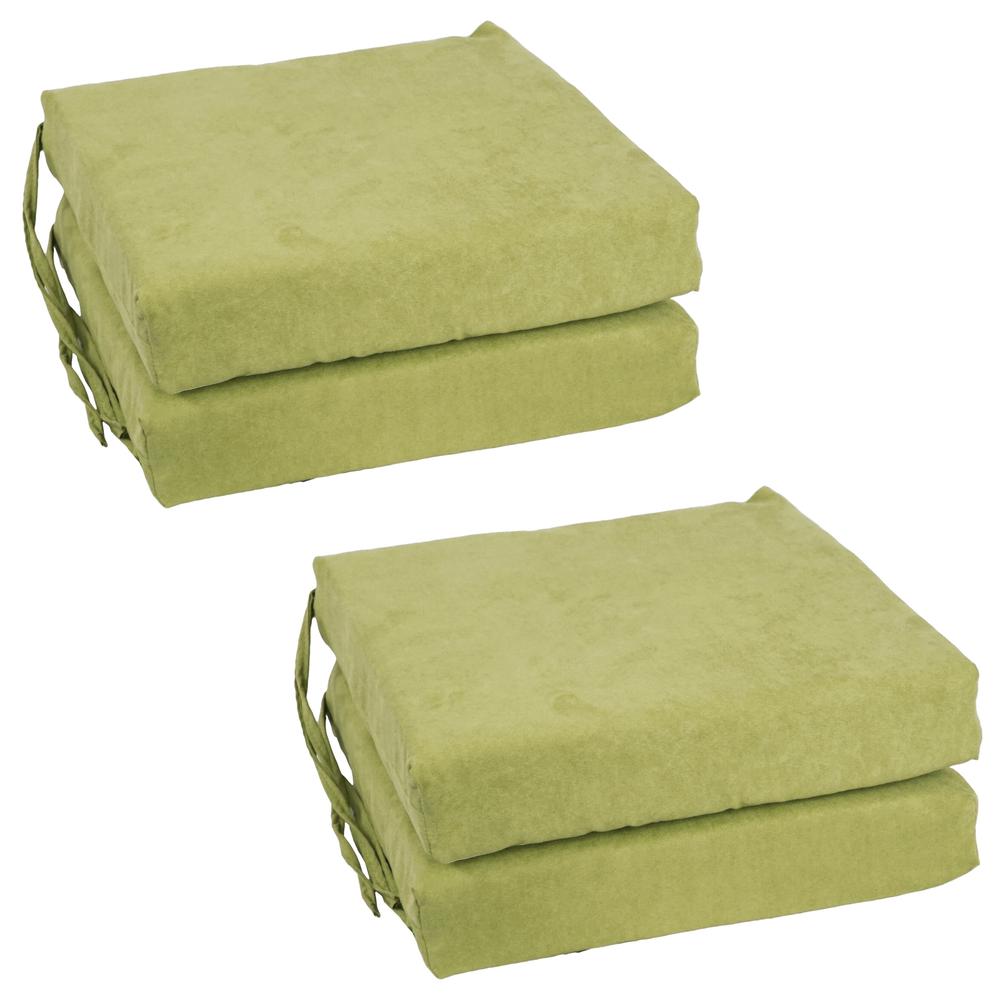 Blazing Needles Set of 4 Indoor Microsuede Chair Cushions, Sage Green. Picture 1