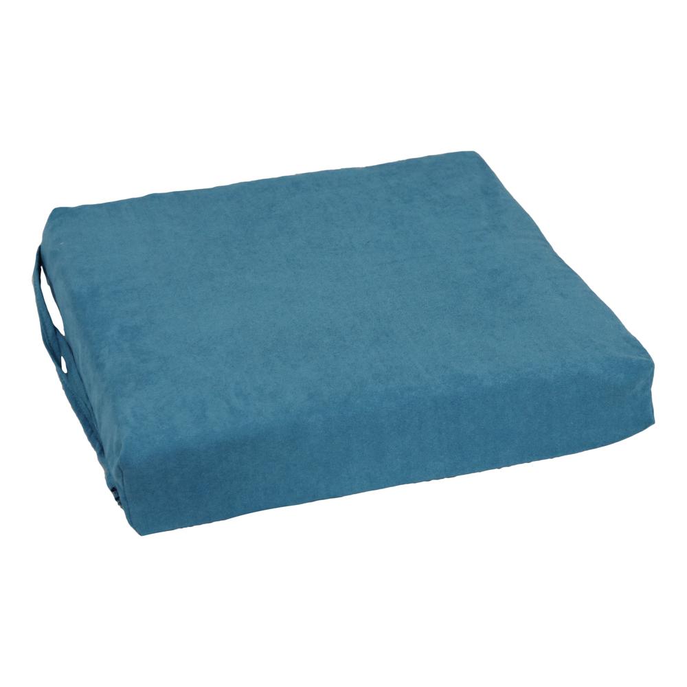 Blazing Needles Set of 4 Indoor Microsuede Chair Cushions, Teal. Picture 3