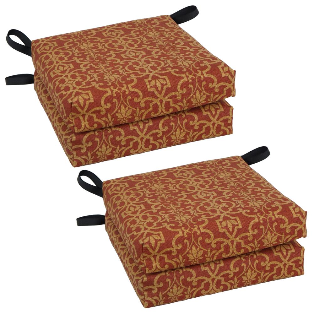 Blazing Needles Set of 4 Outdoor Chair Cushions, Vanya Paprika. Picture 1