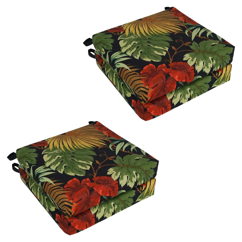 Blazing Needles Set of 4 Outdoor Chair Cushions, Tropique Raven. Picture 1