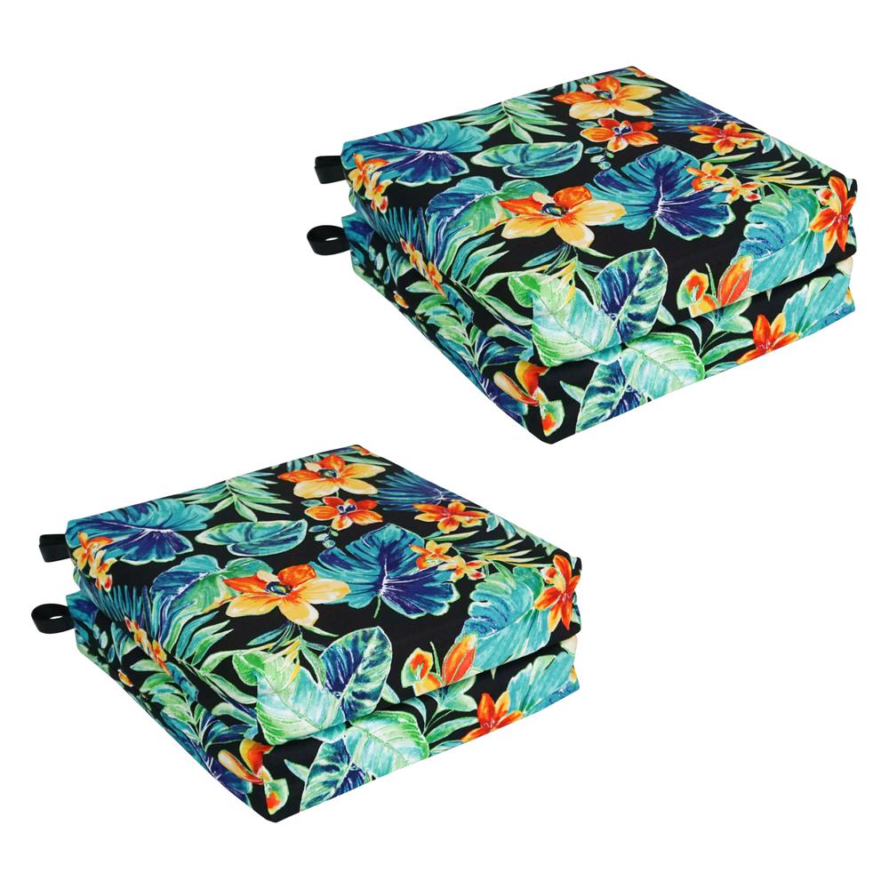 Blazing Needles Set of 4 Outdoor Chair Cushions, Beachcrest Caviar. Picture 1