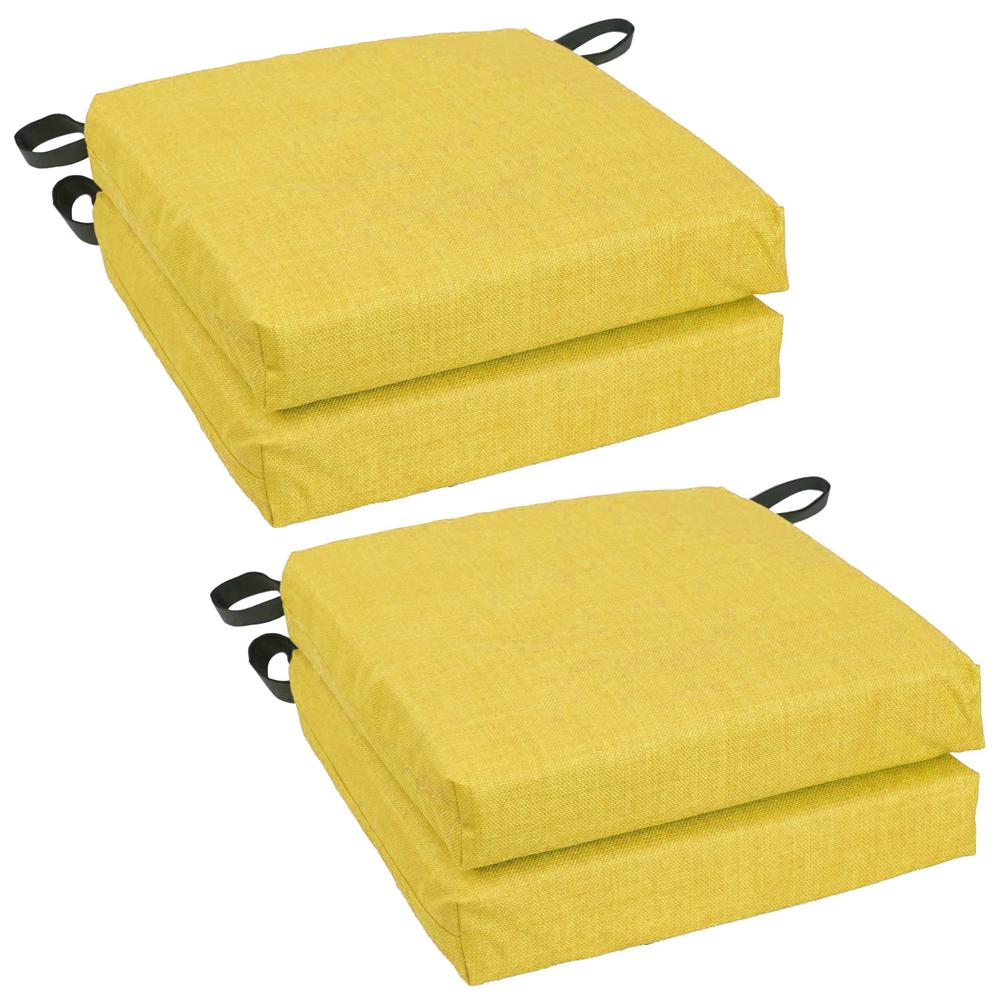 Blazing Needles Set of 4 Outdoor Chair Cushions, Lemon. Picture 1