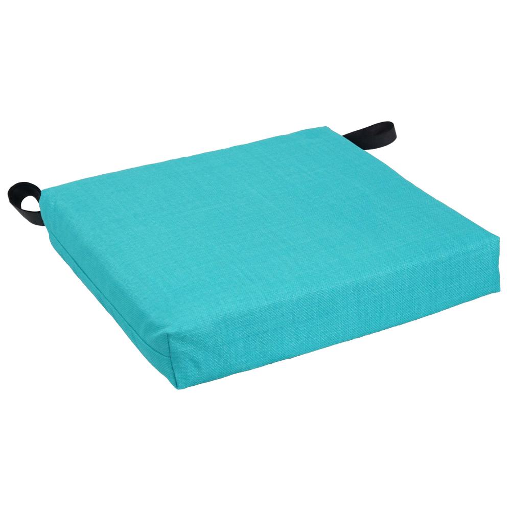 Blazing Needles Set of 4 Outdoor Chair Cushions, Aqua Blue. Picture 3