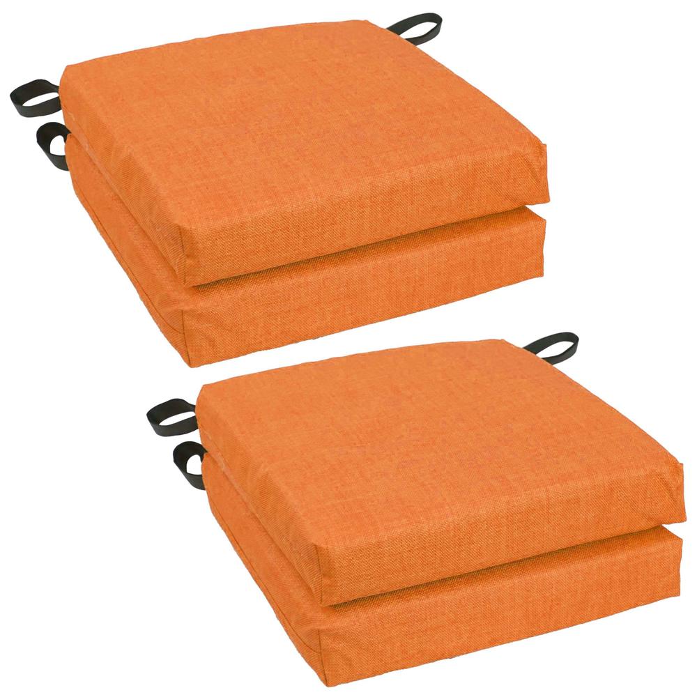 Blazing Needles Set of 4 Outdoor Chair Cushions, Tangerine Dream. Picture 1