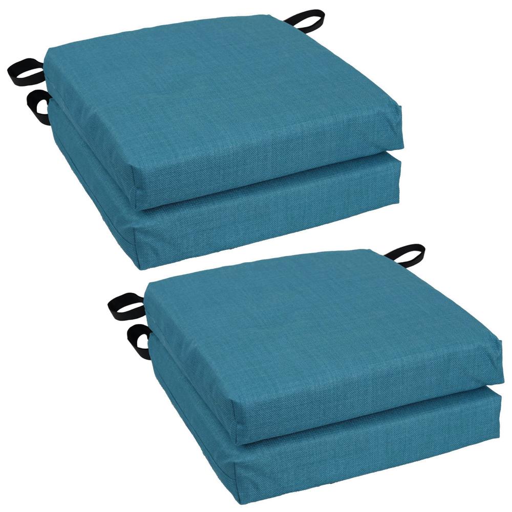 Blazing Needles Set of 4 Outdoor Chair Cushions, Sea Blue. Picture 1