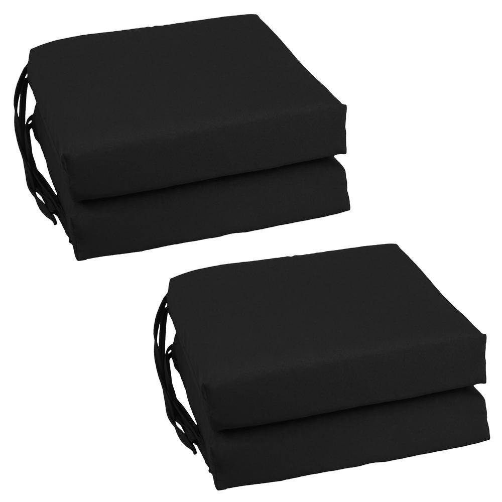 Blazing Needles Set of 4 Indoor Twill Chair Cushions, Black. Picture 1