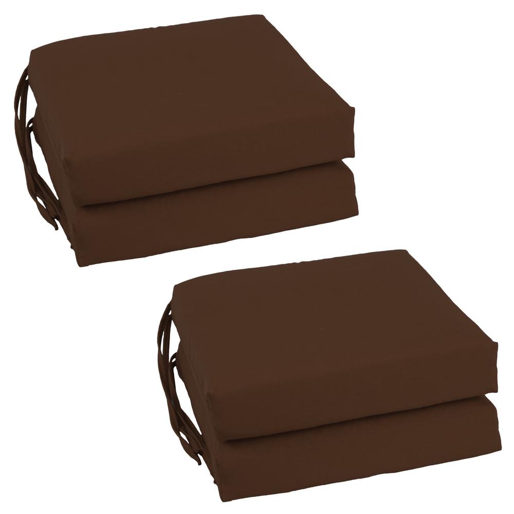 Blazing Needles Set of 4 Indoor Twill Chair Cushions, Chocolate. Picture 1