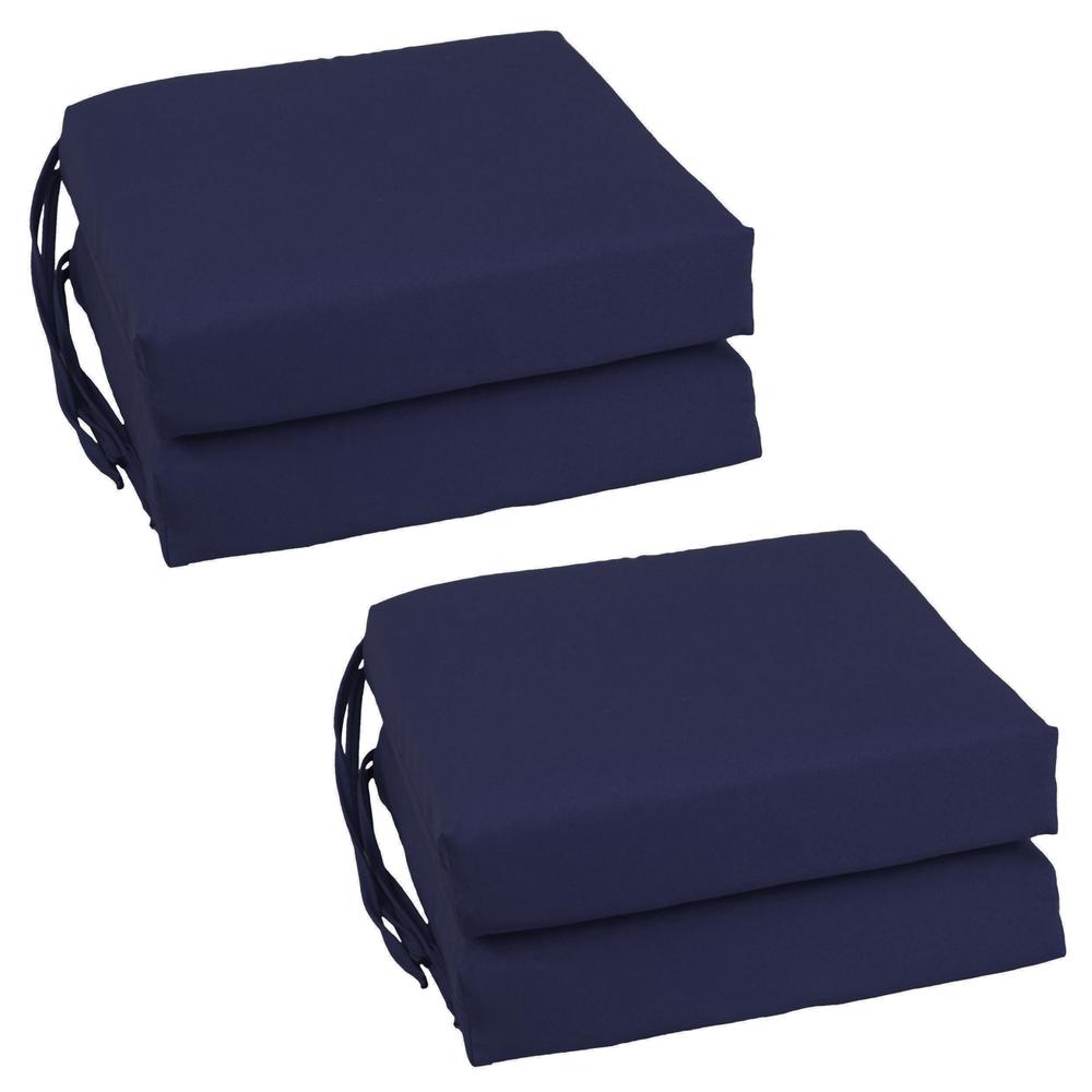 Blazing Needles Set of 4 Indoor Twill Chair Cushions, Navy. Picture 1