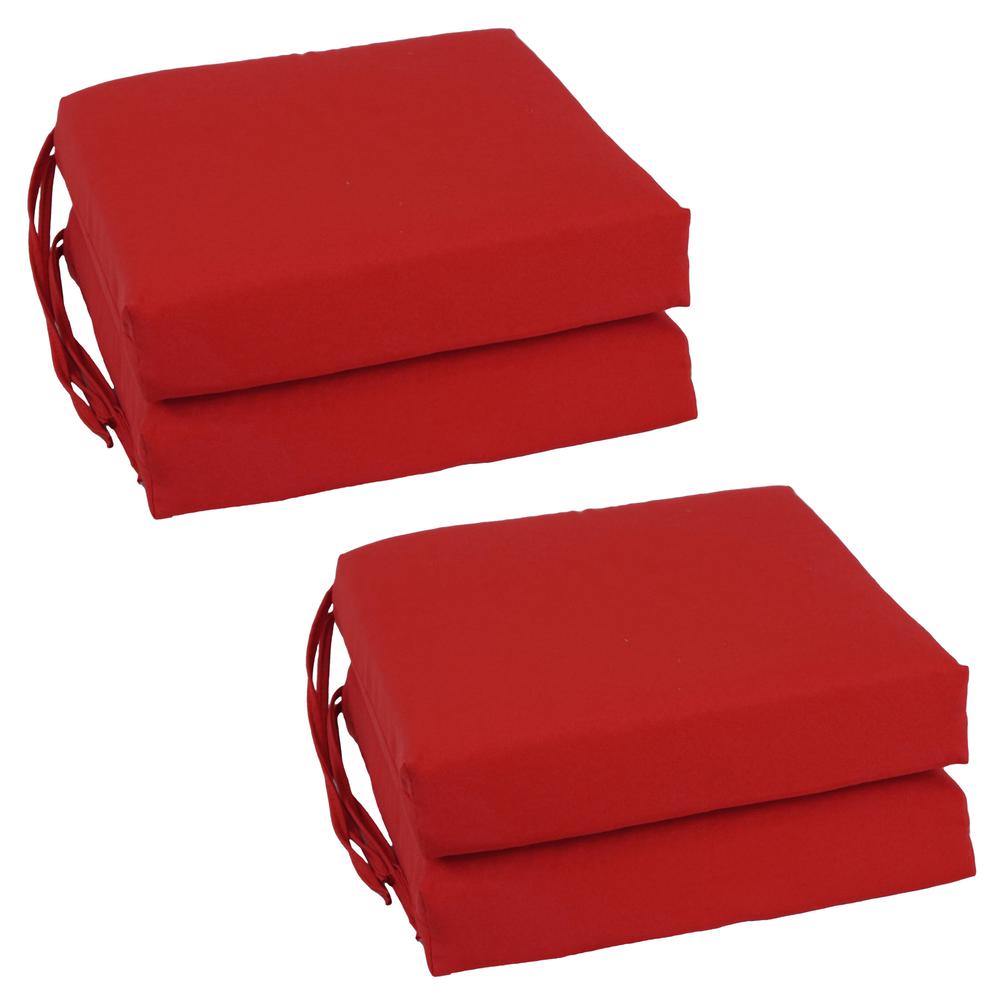 Blazing Needles Set of 4 Indoor Twill Chair Cushions, Ruby Red. Picture 1
