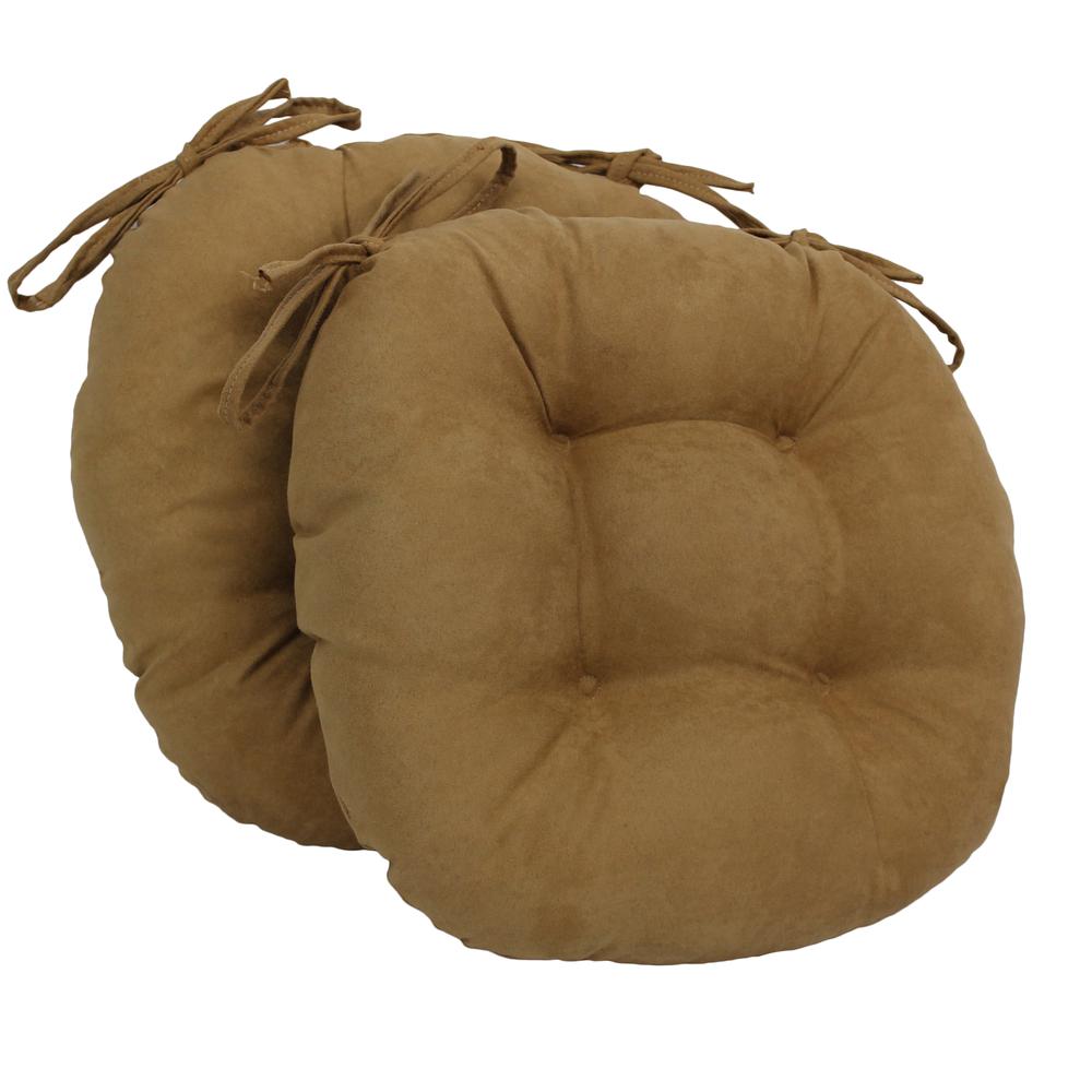 16-inch Solid Micro Suede Round Tufted Chair Cushions (Set of 2). The main picture.