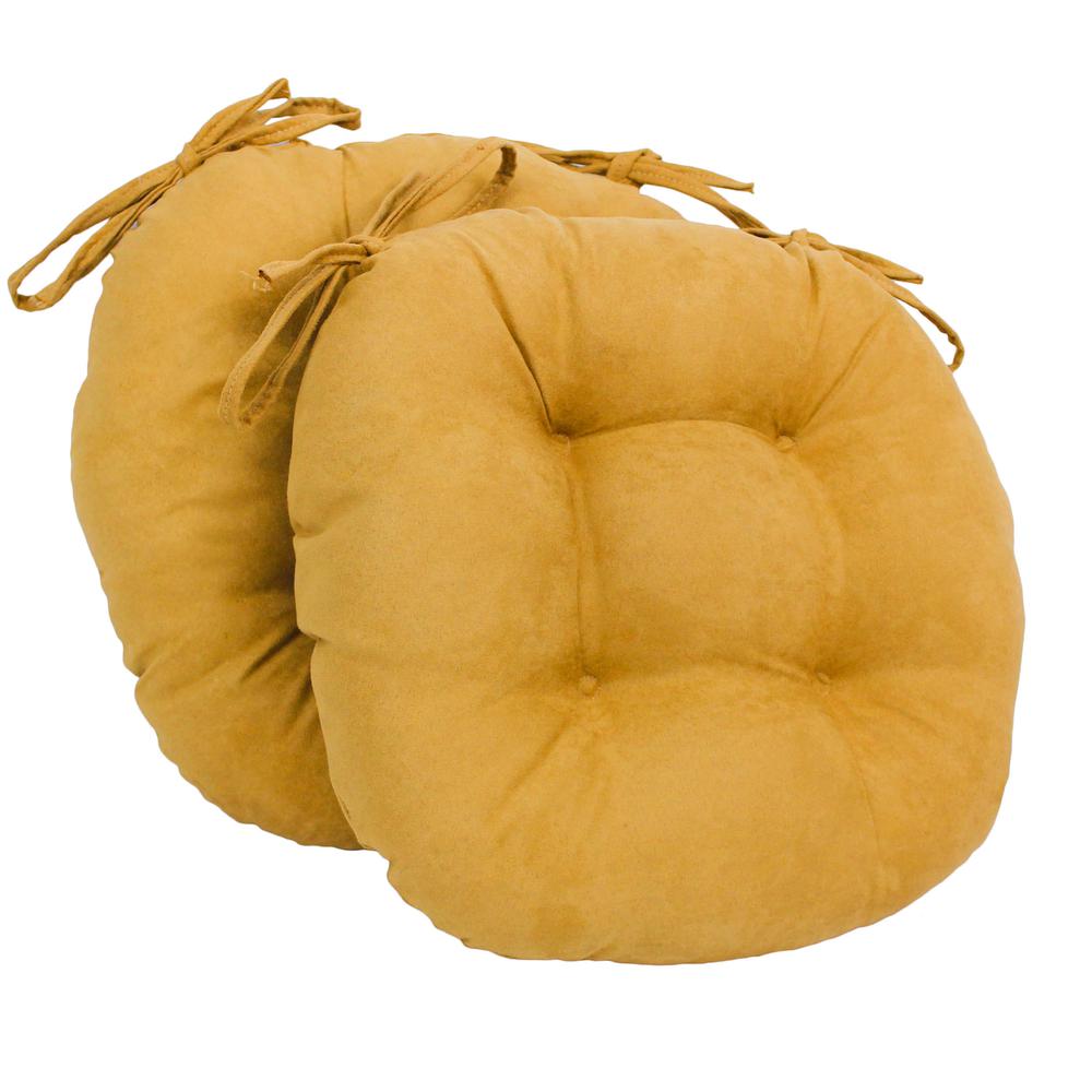 16-inch Solid Micro Suede Round Tufted Chair Cushions (Set of 2). Picture 1