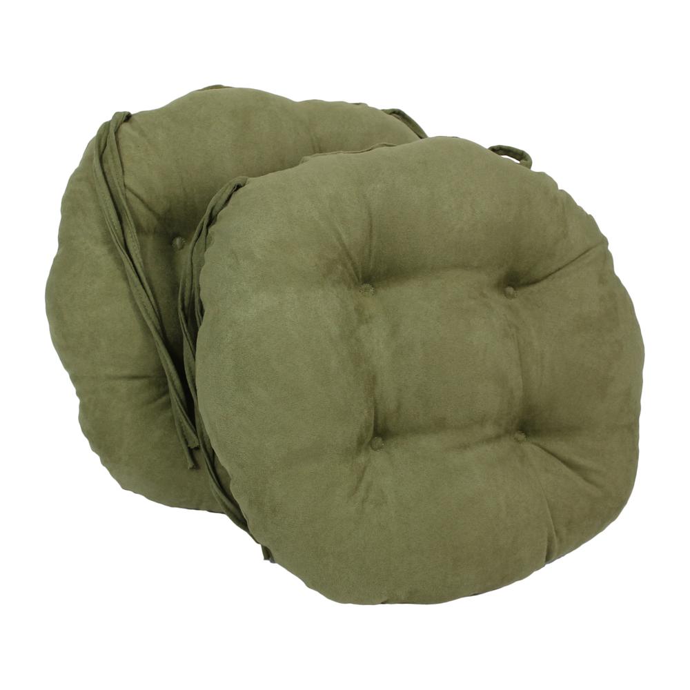 16-inch Solid Micro Suede Round Tufted Chair Cushions (Set of 2). The main picture.