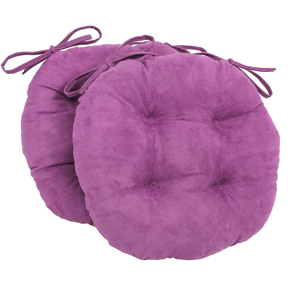 16-inch Solid Microsuede Round Tufted Chair Cushions (Set of 2)  916X16RD-T-2CH-MS-UV. Picture 1