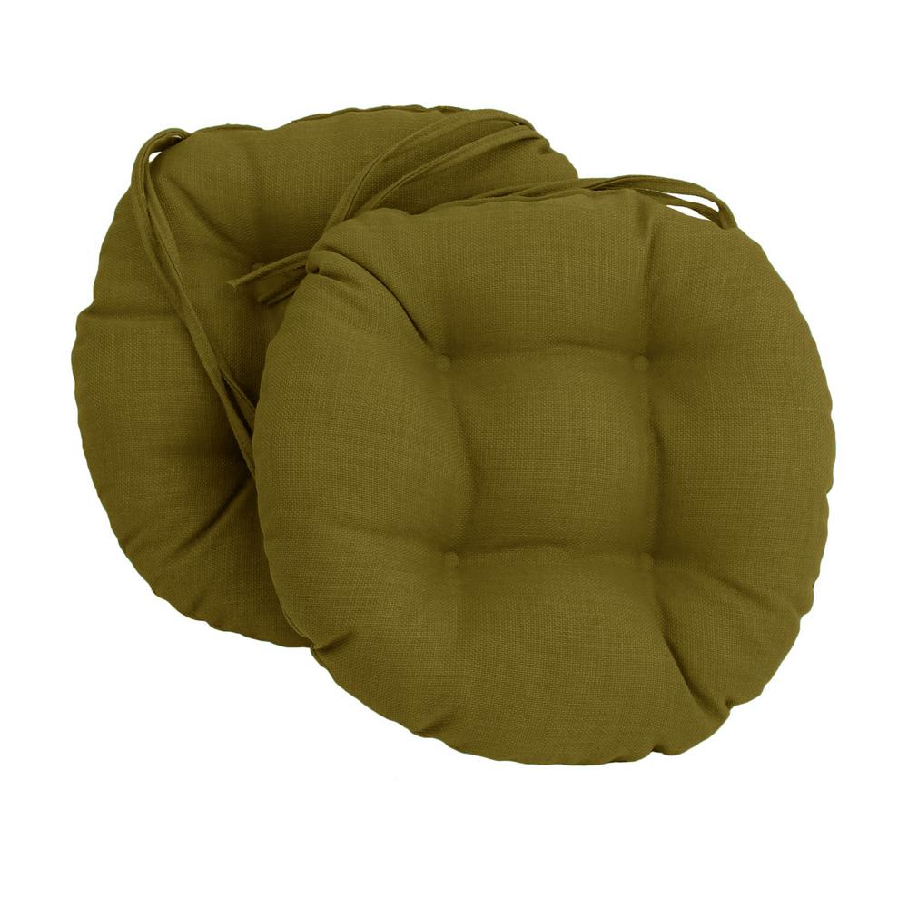 16-inch Spun Polyester Solid Outdoor Round Tufted Chair Cushions (Set of 2) 916X16RD-T-2CH-REO-SOL-02. Picture 1