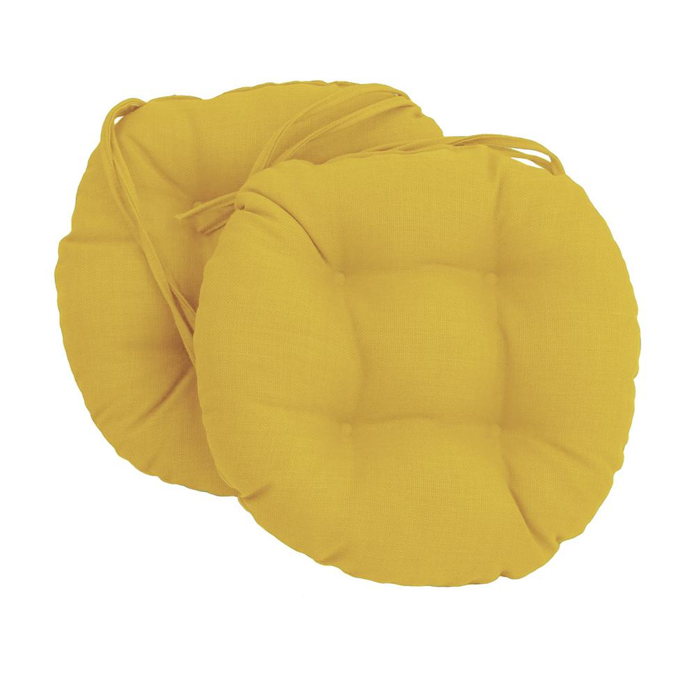 16-inch Spun Polyester Solid Outdoor Round Tufted Chair Cushions (Set of 2) 916X16RD-T-2CH-REO-SOL-03. Picture 1
