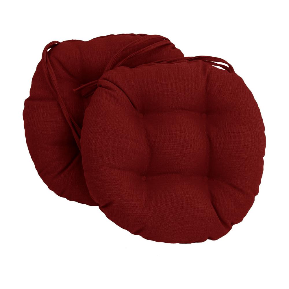 16-inch Spun Polyester Solid Outdoor Round Tufted Chair Cushions (Set of 2) 916X16RD-T-2CH-REO-SOL-04. Picture 1