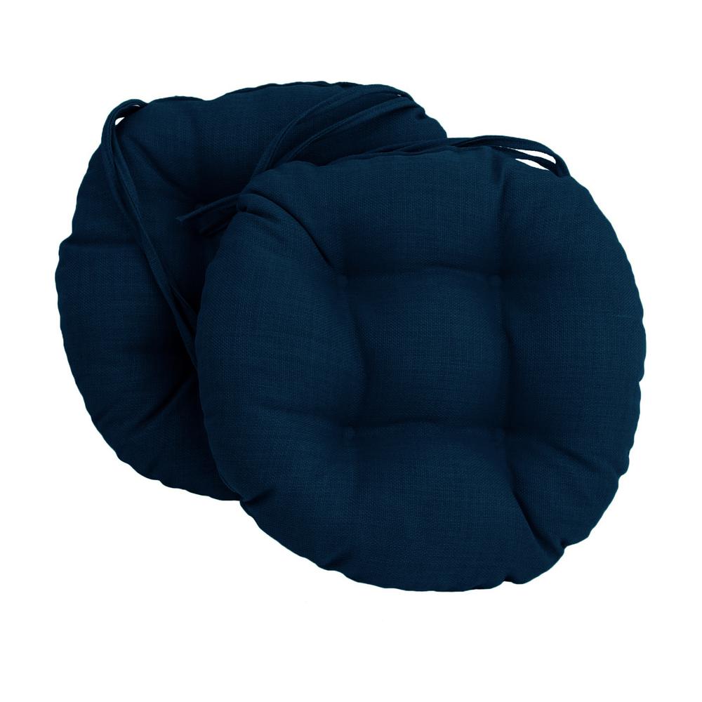 16-inch Spun Polyester Solid Outdoor Round Tufted Chair Cushions (Set of 2) 916X16RD-T-2CH-REO-SOL-05. Picture 1