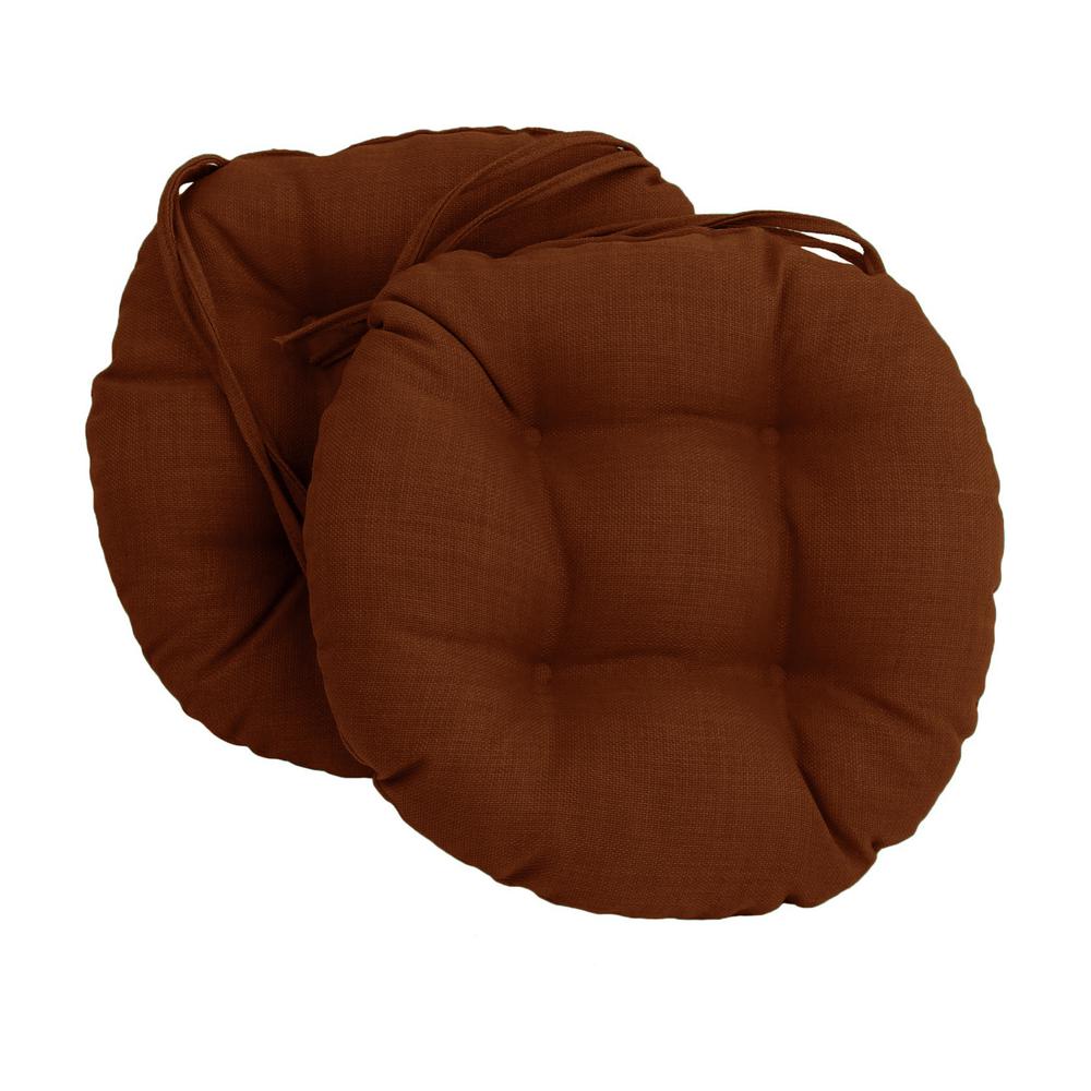 16-inch Spun Polyester Solid Outdoor Round Tufted Chair Cushions (Set of 2) 916X16RD-T-2CH-REO-SOL-06. Picture 1