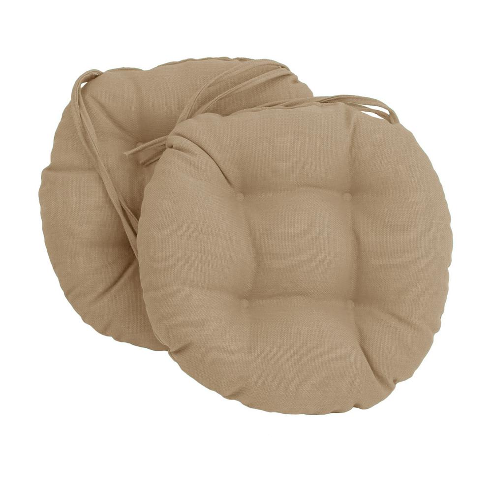 16-inch Spun Polyester Solid Outdoor Round Tufted Chair Cushions (Set of 2) 916X16RD-T-2CH-REO-SOL-07. Picture 1