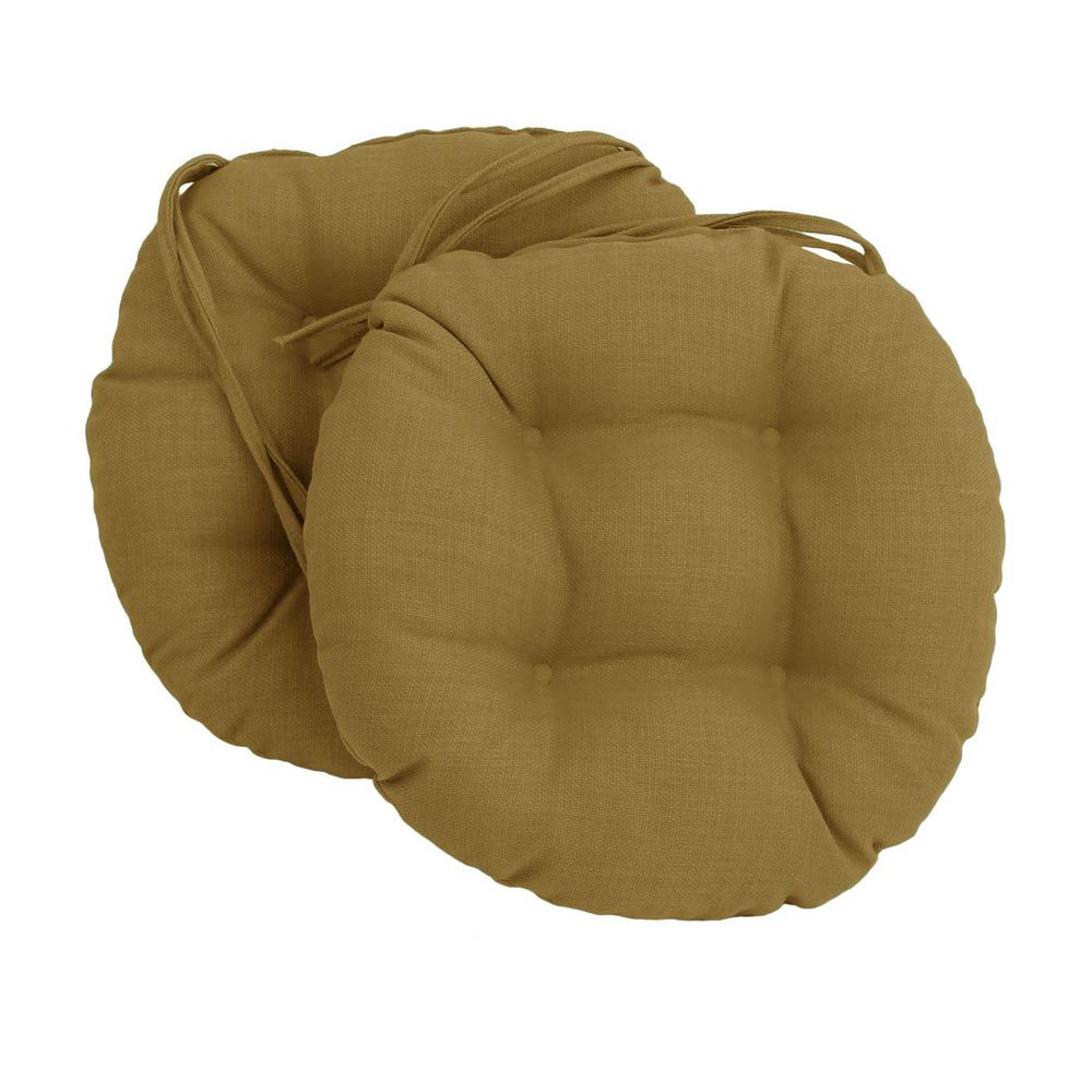 16-inch Spun Polyester Solid Outdoor Round Tufted Chair Cushions (Set of 2) 916X16RD-T-2CH-REO-SOL-08. Picture 1