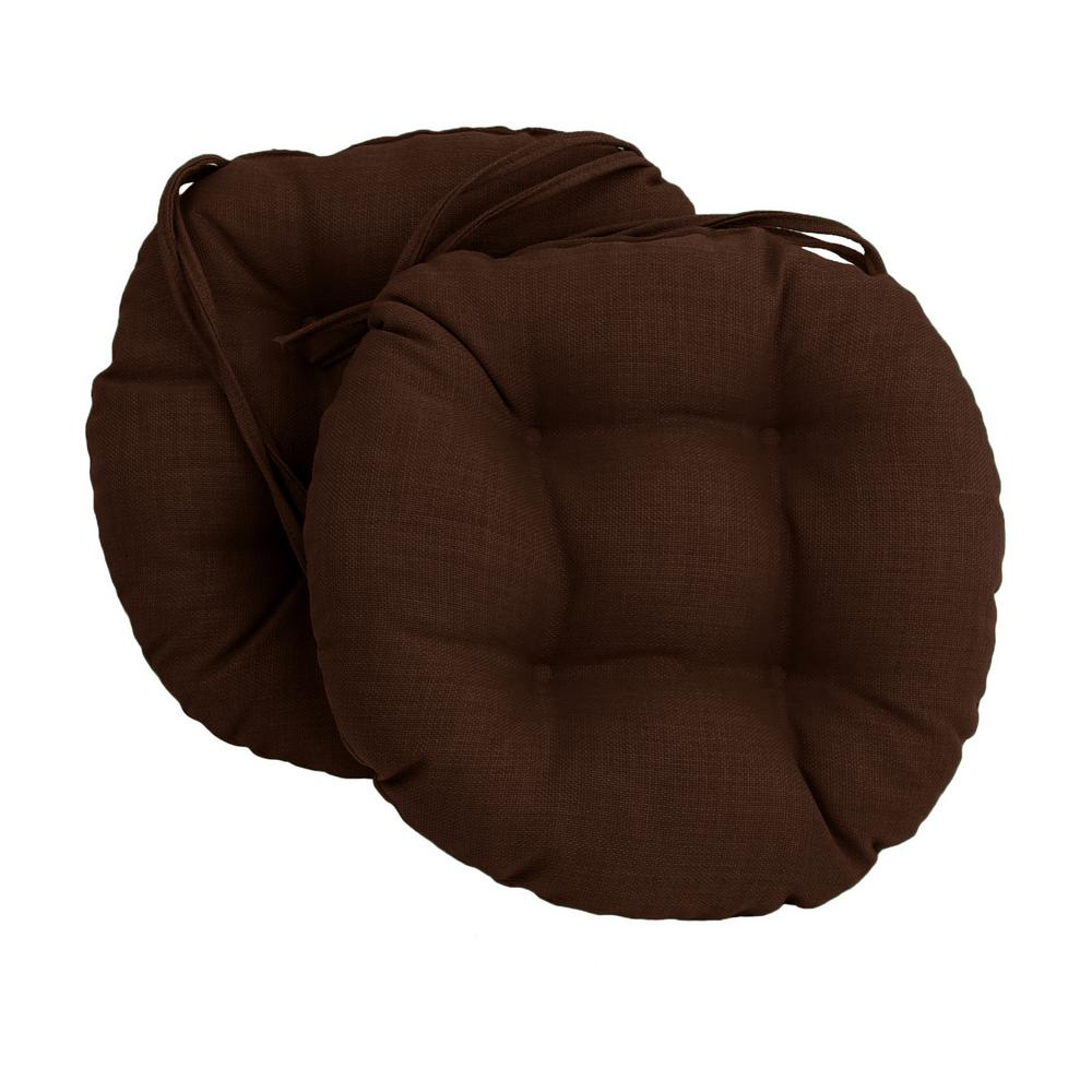 16-inch Spun Polyester Solid Outdoor Round Tufted Chair Cushions (Set of 2) 916X16RD-T-2CH-REO-SOL-10. Picture 1