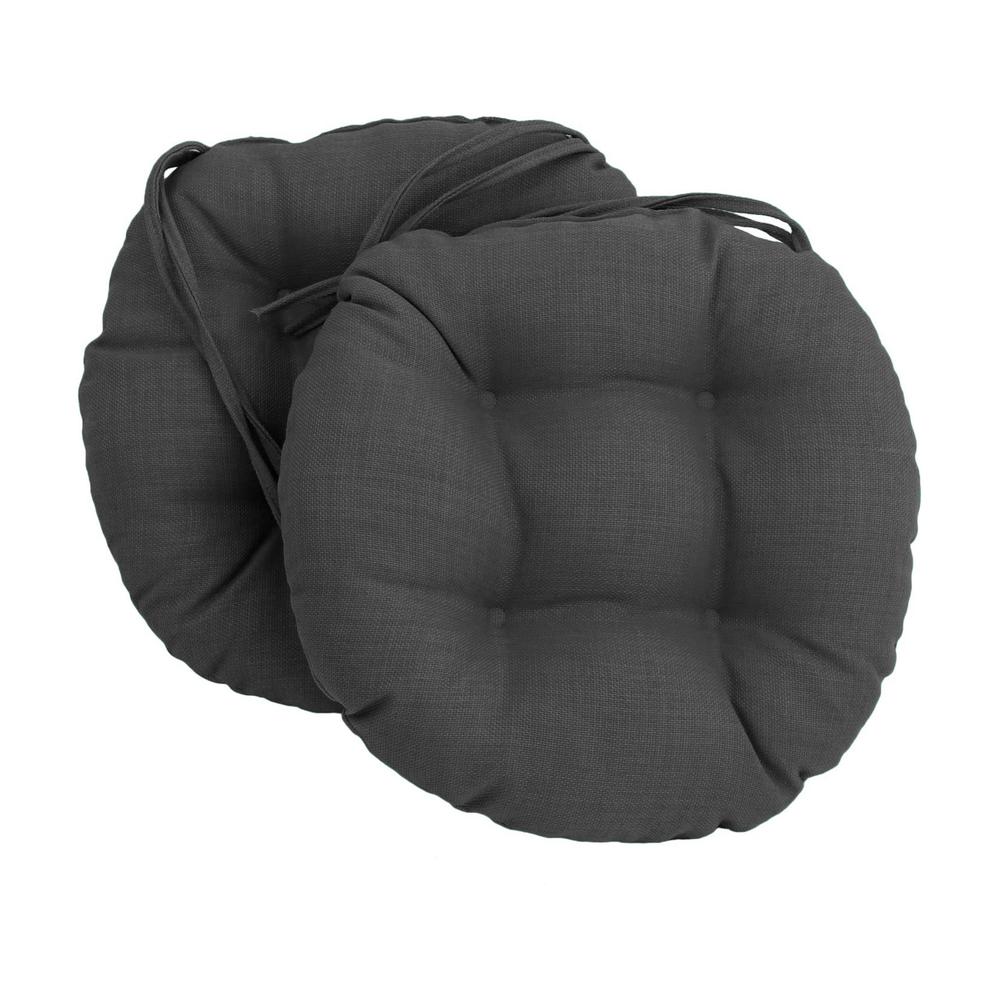 16-inch Spun Polyester Solid Outdoor Round Tufted Chair Cushions (Set of 2) 916X16RD-T-2CH-REO-SOL-15. Picture 1