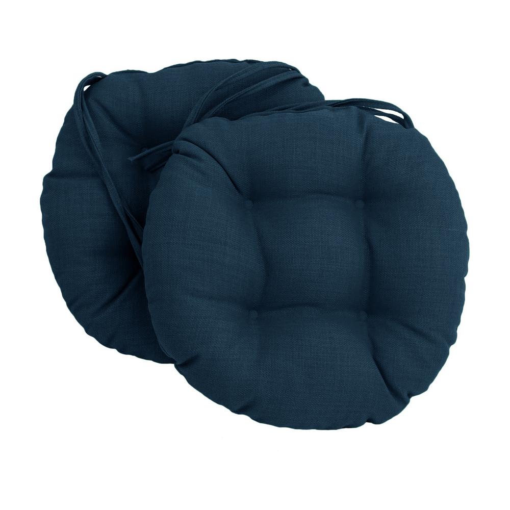 16-inch Spun Polyester Solid Outdoor Round Tufted Chair Cushions (Set of 2) 916X16RD-T-2CH-REO-SOL-16. Picture 1