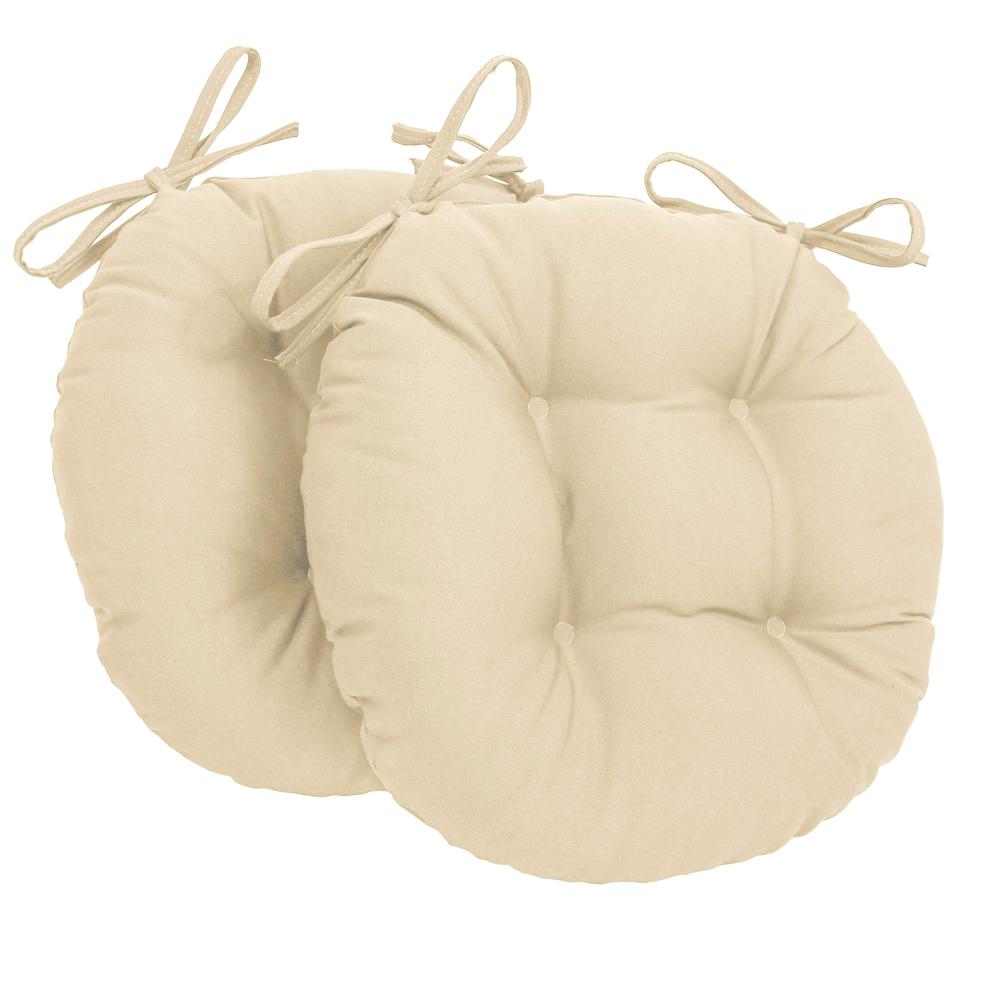 16-inch Solid Twill Round Tufted Chair Cushions (Set of 2). The main picture.