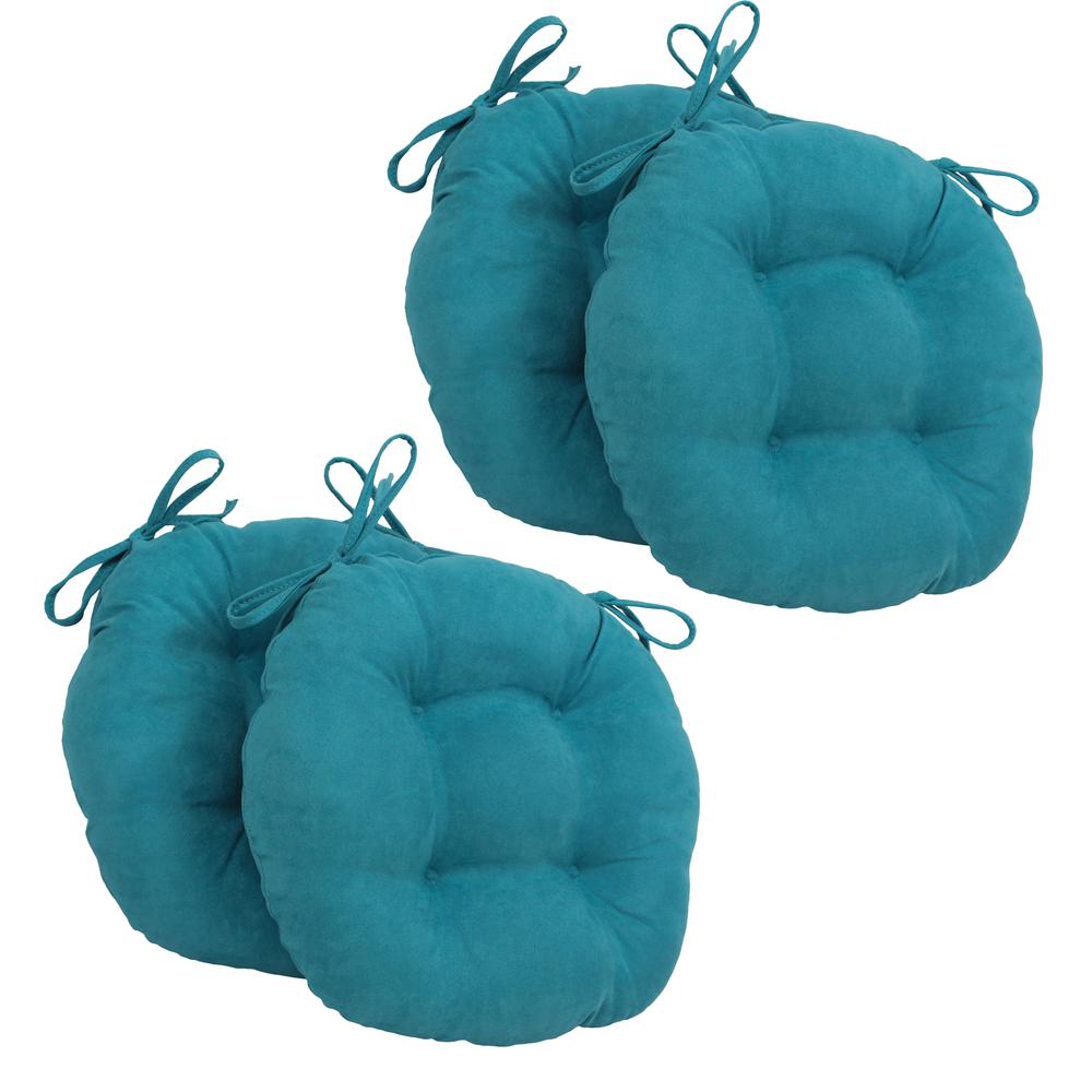 16-inch Solid Micro Suede Round Tufted Chair Cushions (Set of 4). The main picture.