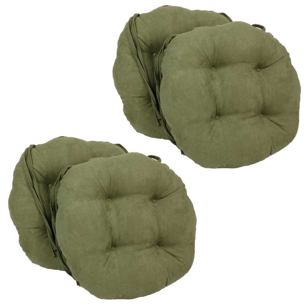 16-inch Solid Micro Suede Round Tufted Chair Cushions (Set of 4). Picture 1