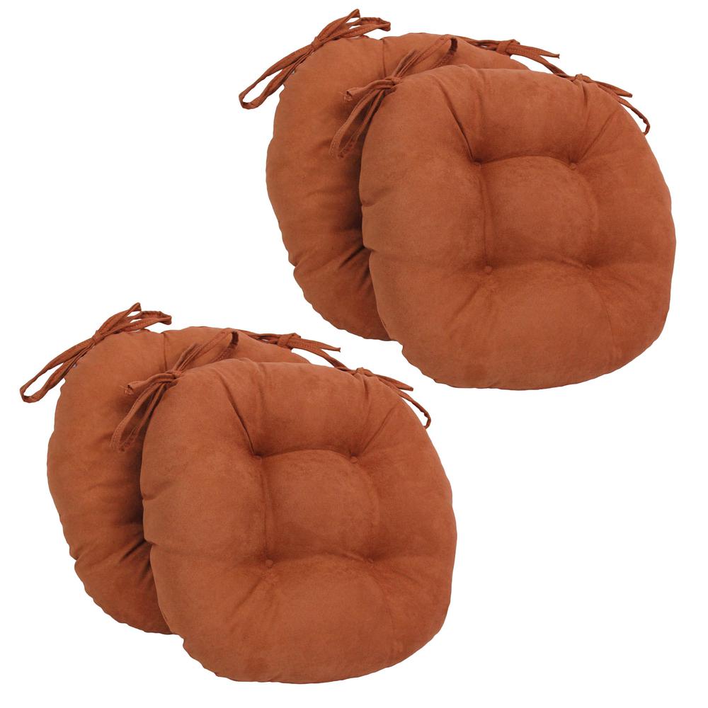 16-inch Solid Micro Suede Round Tufted Chair Cushions (Set of 4). Picture 1