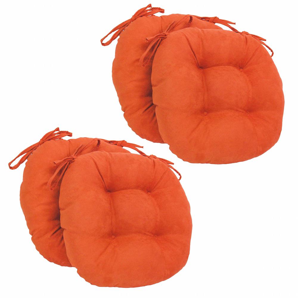 16-inch Solid Micro Suede Round Tufted Chair Cushions (Set of 4). The main picture.