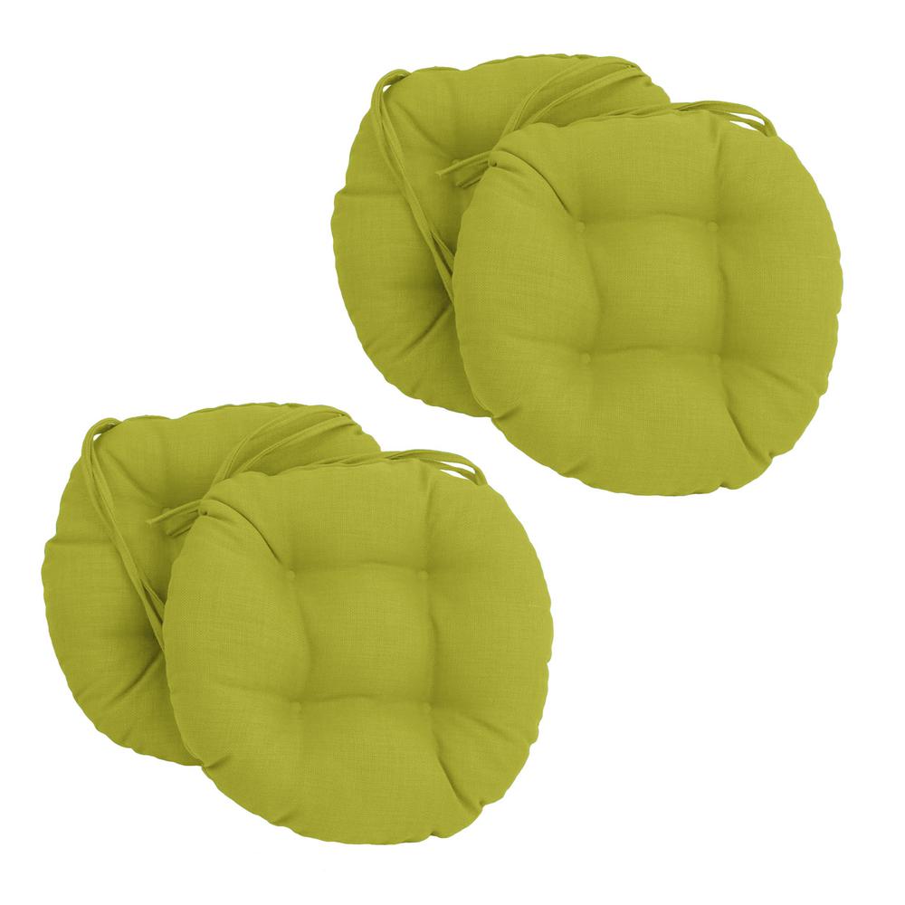 16-inch Spun Polyester Solid Outdoor Round Tufted Chair Cushions (Set of 4) 916X16RD-T-4CH-REO-SOL-01. Picture 1