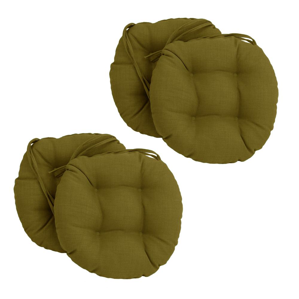 16-inch Spun Polyester Solid Outdoor Round Tufted Chair Cushions (Set of 4) 916X16RD-T-4CH-REO-SOL-02. Picture 1