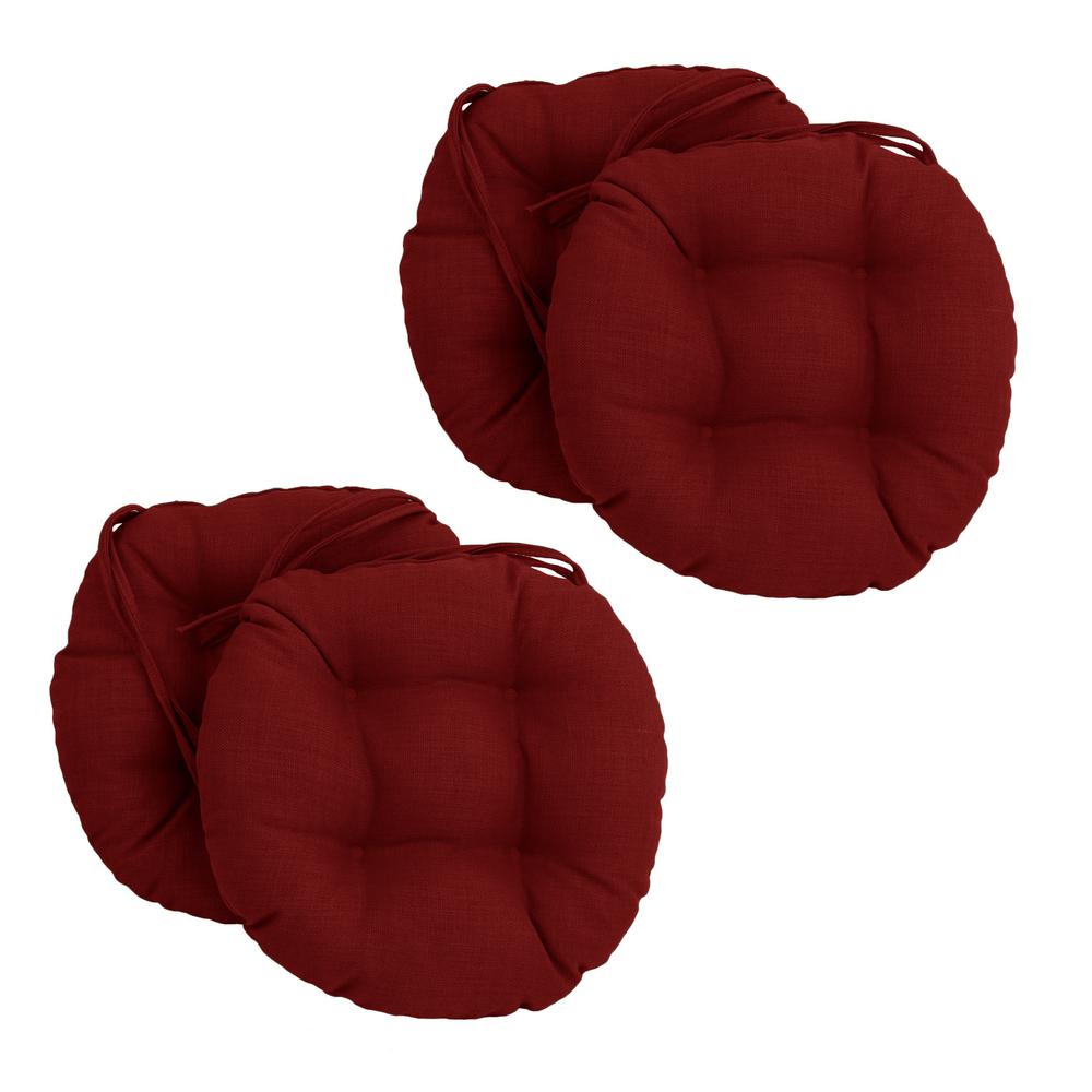 16-inch Spun Polyester Solid Outdoor Round Tufted Chair Cushions (Set of 4) 916X16RD-T-4CH-REO-SOL-04. Picture 1