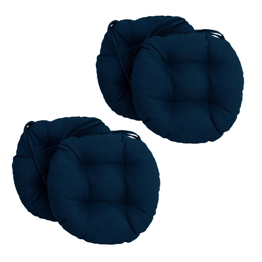 16-inch Spun Polyester Solid Outdoor Round Tufted Chair Cushions (Set of 4) 916X16RD-T-4CH-REO-SOL-05. Picture 1