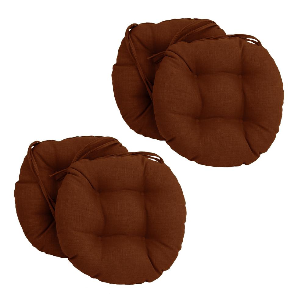 16-inch Spun Polyester Solid Outdoor Round Tufted Chair Cushions (Set of 4) 916X16RD-T-4CH-REO-SOL-06. Picture 1