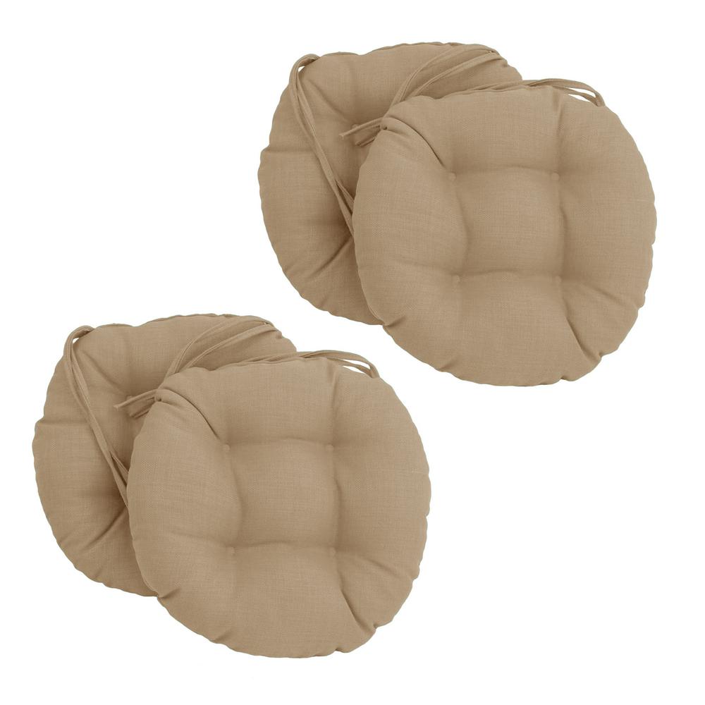 16-inch Spun Polyester Solid Outdoor Round Tufted Chair Cushions (Set of 4) 916X16RD-T-4CH-REO-SOL-07. Picture 1