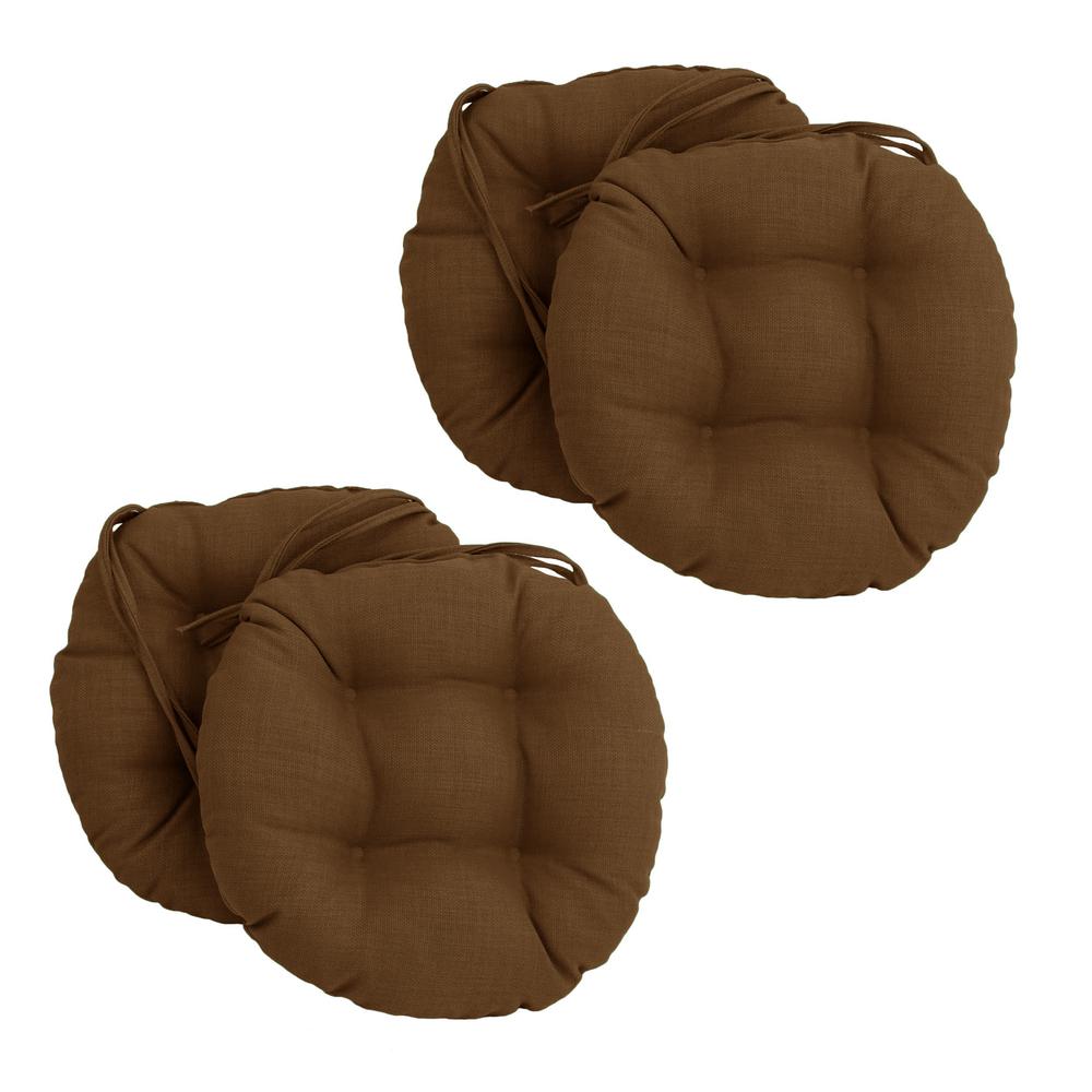 16-inch Spun Polyester Solid Outdoor Round Tufted Chair Cushions (Set of 4) 916X16RD-T-4CH-REO-SOL-09. Picture 1