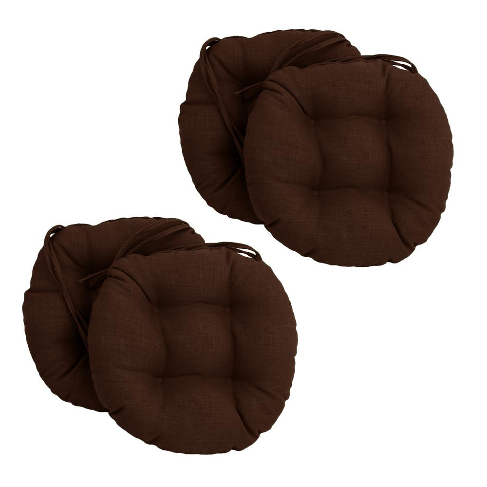 16-inch Spun Polyester Solid Outdoor Round Tufted Chair Cushions (Set of 4) 916X16RD-T-4CH-REO-SOL-10. Picture 1