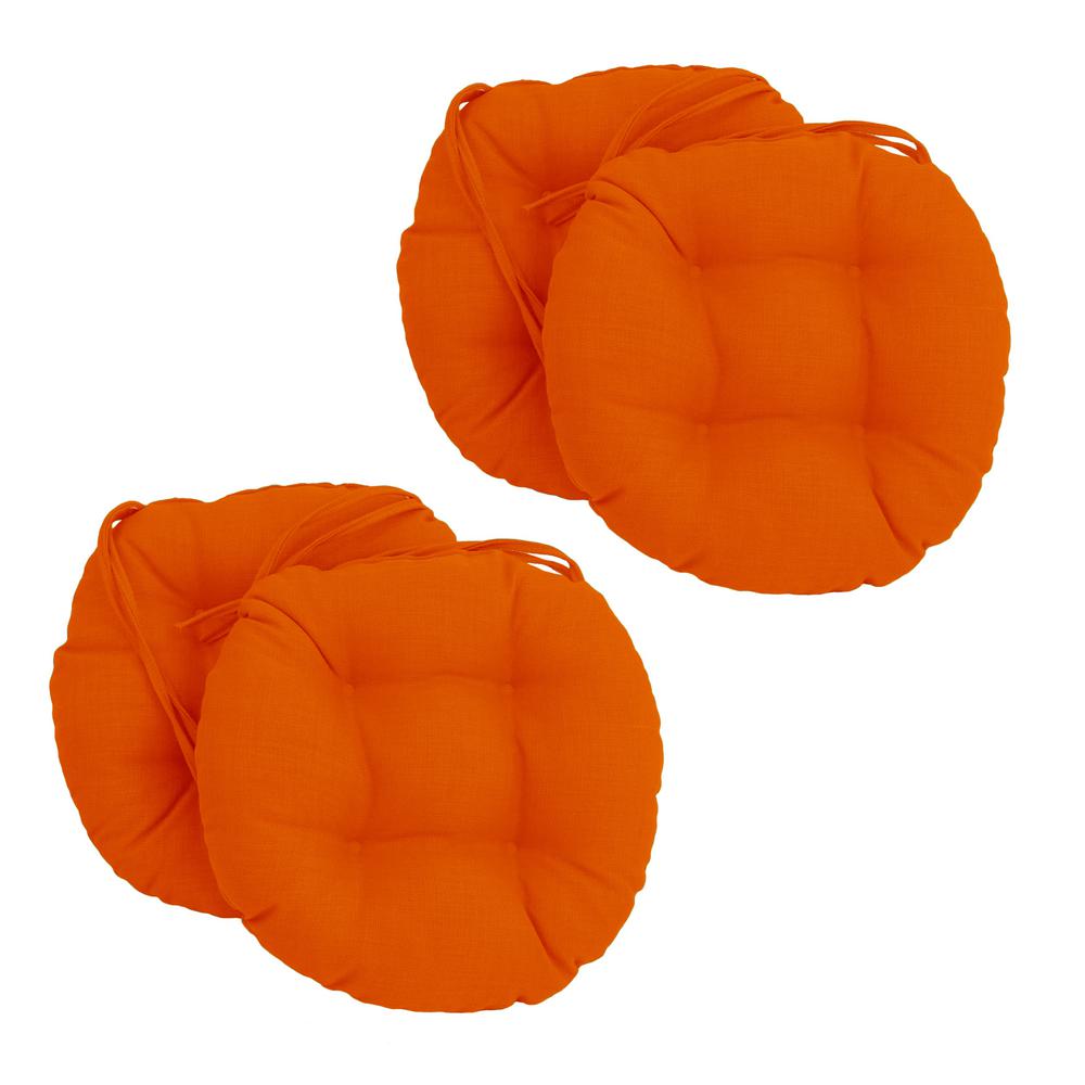 16-inch Spun Polyester Solid Outdoor Round Tufted Chair Cushions (Set of 4) 916X16RD-T-4CH-REO-SOL-13. Picture 1