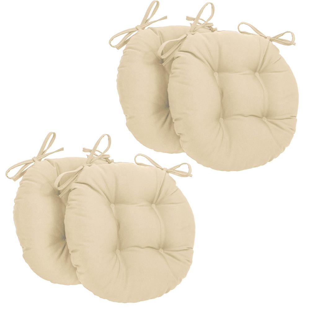 16-inch Solid Twill Round Tufted Chair Cushions (Set of 4). Picture 1
