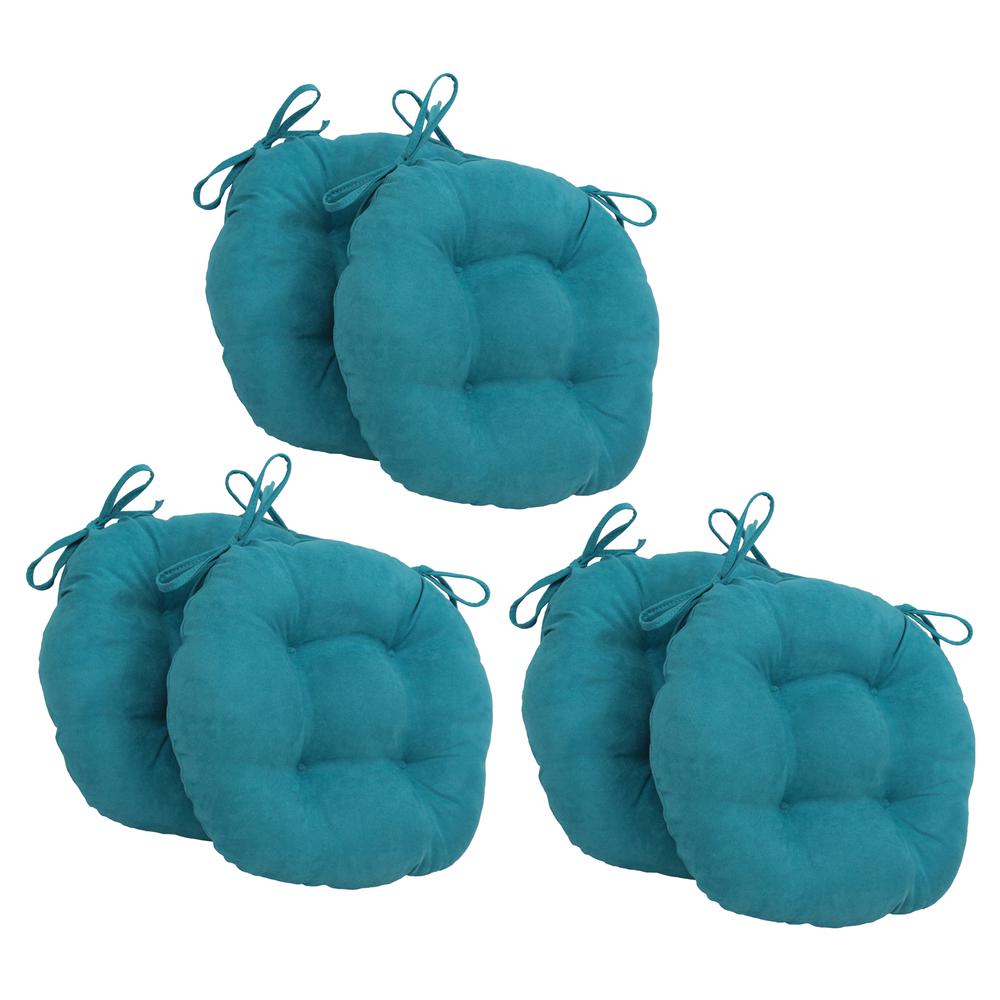 16-inch Solid Microsuede Round Tufted Chair Cushions (Set of 6)  916X16RD-T-6CH-MS-AB. Picture 1