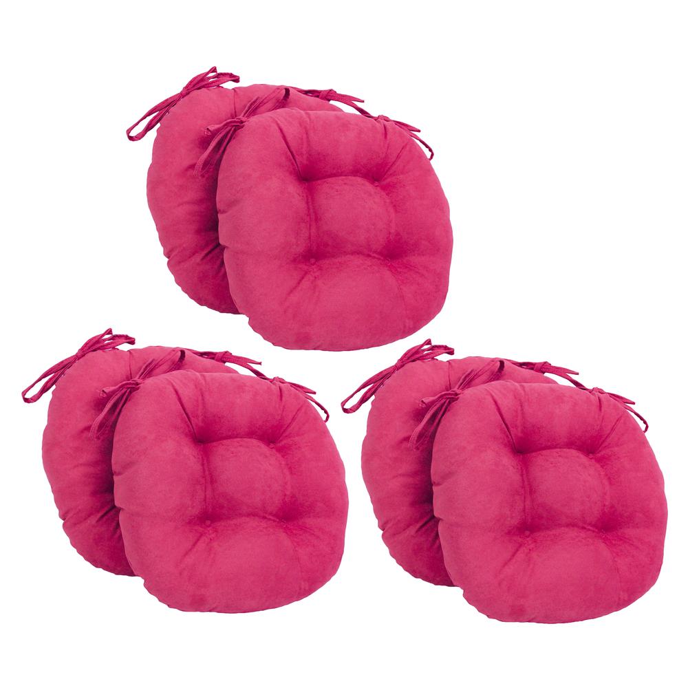 16-inch Solid Microsuede Round Tufted Chair Cushions (Set of 6)  916X16RD-T-6CH-MS-BB. Picture 1