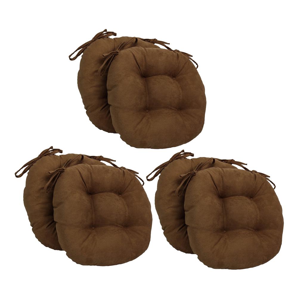 16-inch Solid Microsuede Round Tufted Chair Cushions (Set of 6)  916X16RD-T-6CH-MS-CH. Picture 1