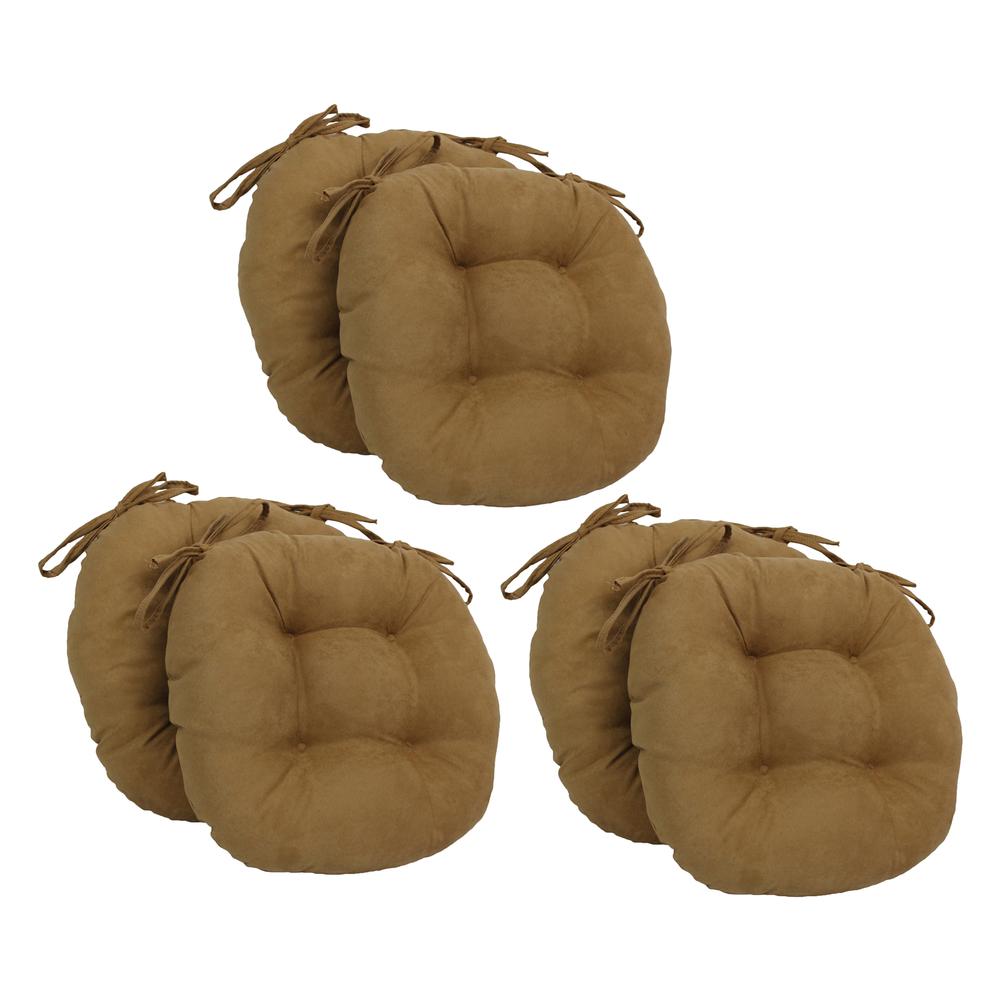 16-inch Solid Microsuede Round Tufted Chair Cushions (Set of 6)  916X16RD-T-6CH-MS-CM. Picture 1