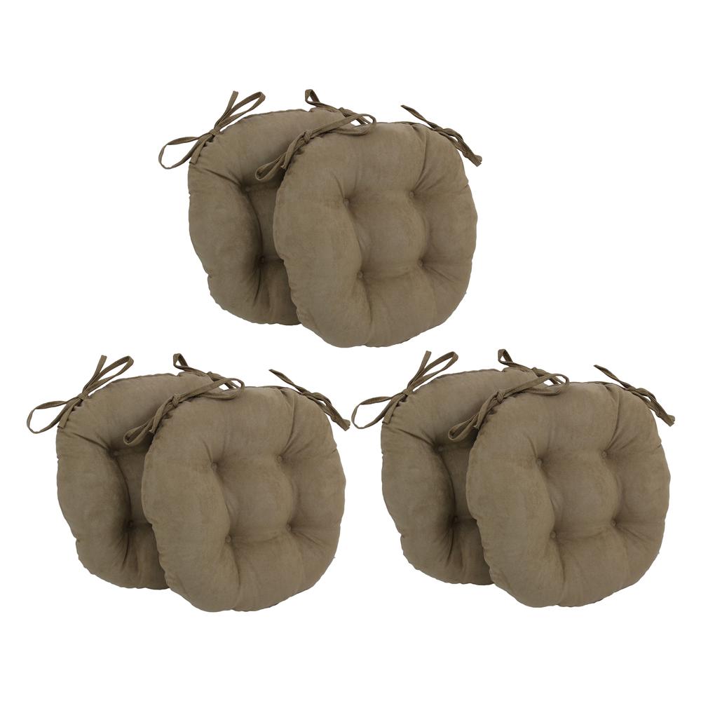 16-inch Solid Microsuede Round Tufted Chair Cushions (Set of 6)  916X16RD-T-6CH-MS-JV. Picture 1