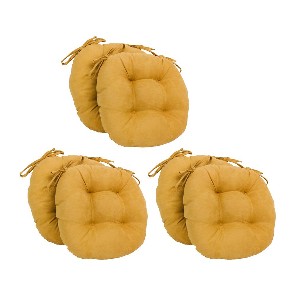 16-inch Solid Microsuede Round Tufted Chair Cushions (Set of 6)  916X16RD-T-6CH-MS-LM. Picture 1