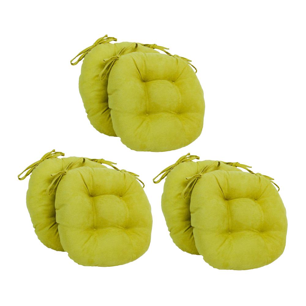 16-inch Solid Microsuede Round Tufted Chair Cushions (Set of 6)  916X16RD-T-6CH-MS-ML. Picture 1